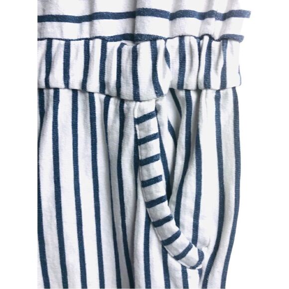 7 for All Mankind Striped Off White Navy Blue Short Romper - Picture 7 of 10